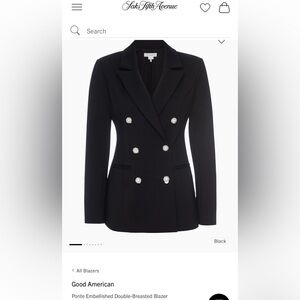 Good American Ponte Rhinestone Button Double-Breasted Women's Blazer